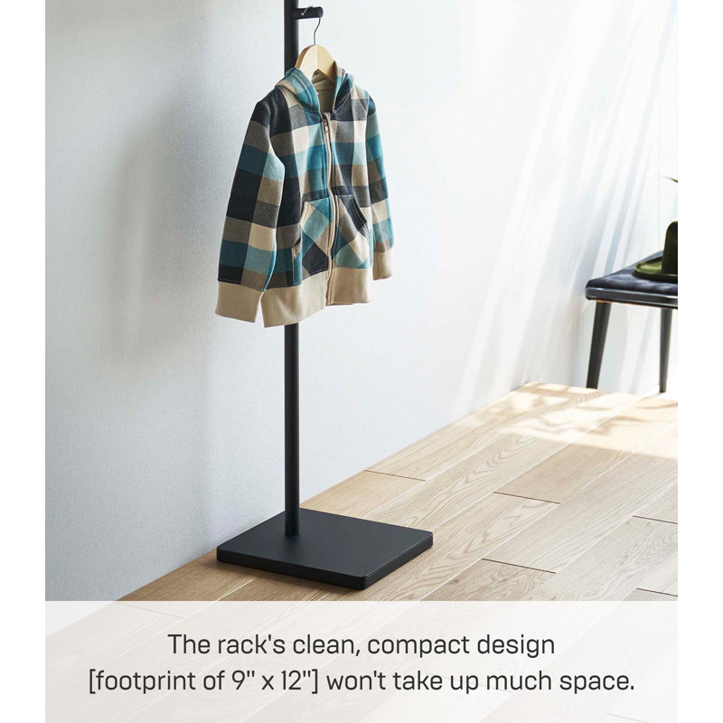 Black Steel and Wood Minimalist Coat Rack