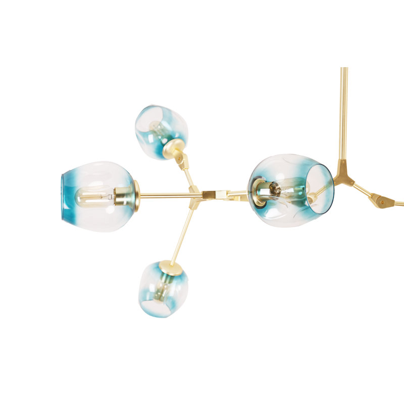 Pendent 8 - Light Sputnik Modern Linear Chandelier, Transparent, Gold