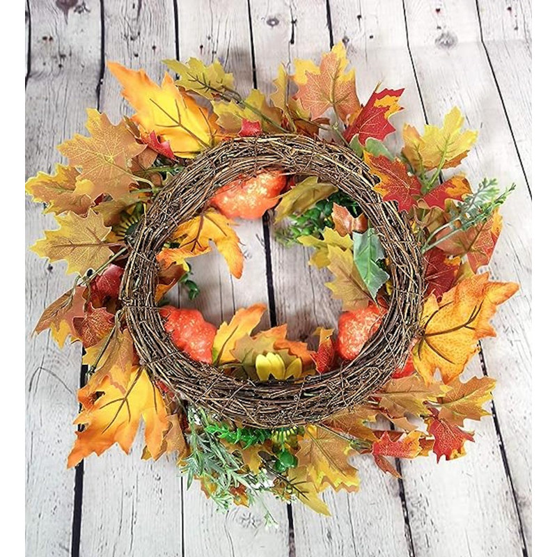 Couronne de citrouille d'Halloween 16 po faite à la main orange 16 po