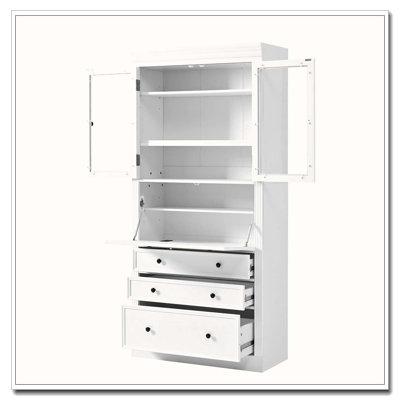 78inch Freestanding Kitchen Pantry Storage Cabinet,Multifunctional Cupboard with 3 Drawers,Adjustable Shelves and Power Outlet