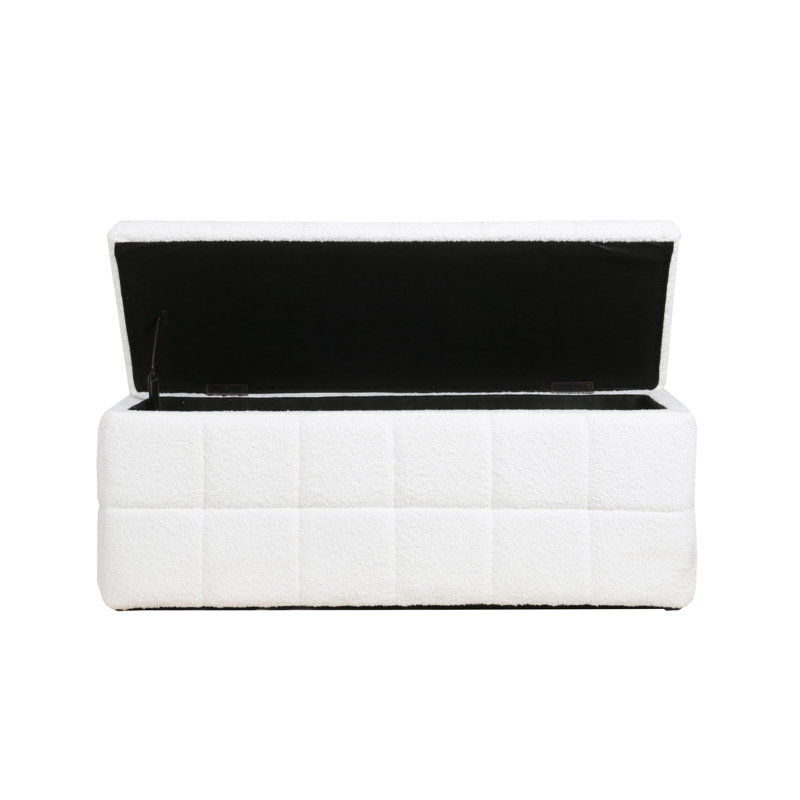 Banc de rangement avec repose-pieds Lawona, Blanc