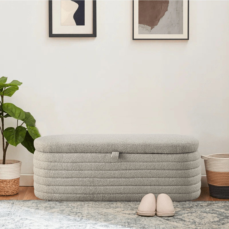 Banc de rangement rembourré Hazelzet, Gris