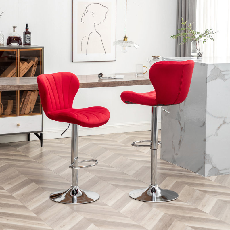 Tabourets de bar rotatifs réglables Ellston, ensemble de 2, Rouge