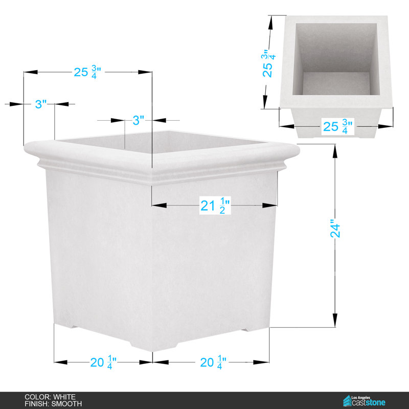 Concrete Planter, Smooth White
