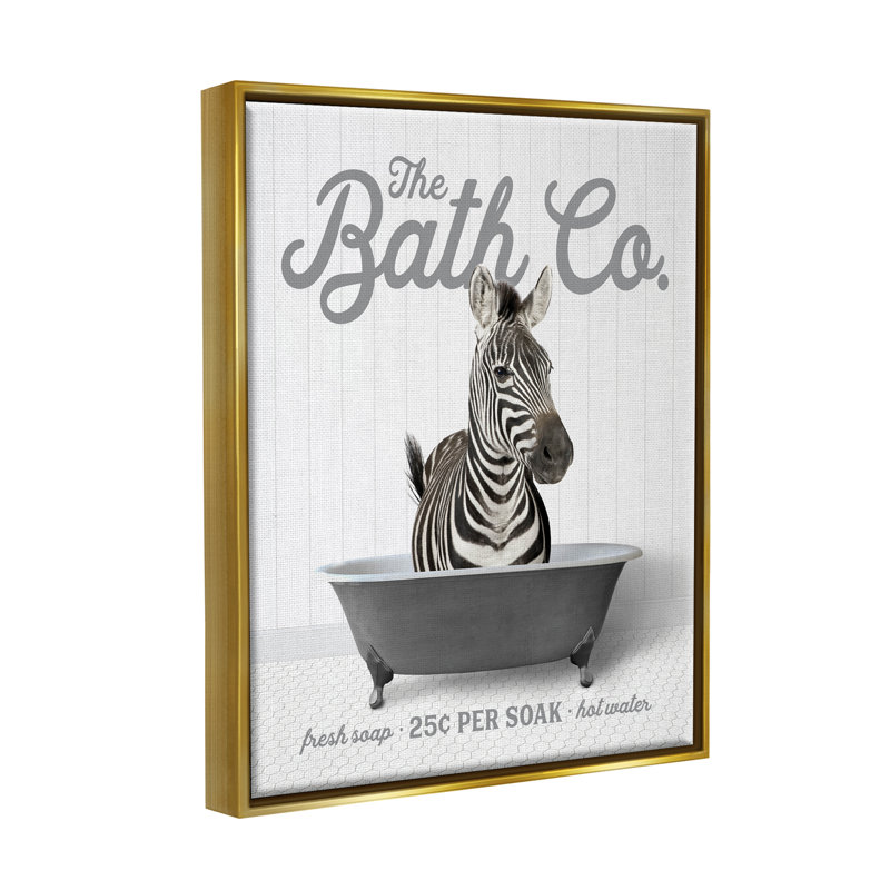 Conception d'art mural sur toile flottante Zebra, Cadre flottant métallique doré, H 31 po x l 25 po x P 1,7 po