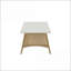 Table basse Mid-Century en bois massif pour salon avec plateau blanc cassé Tablette de rangement