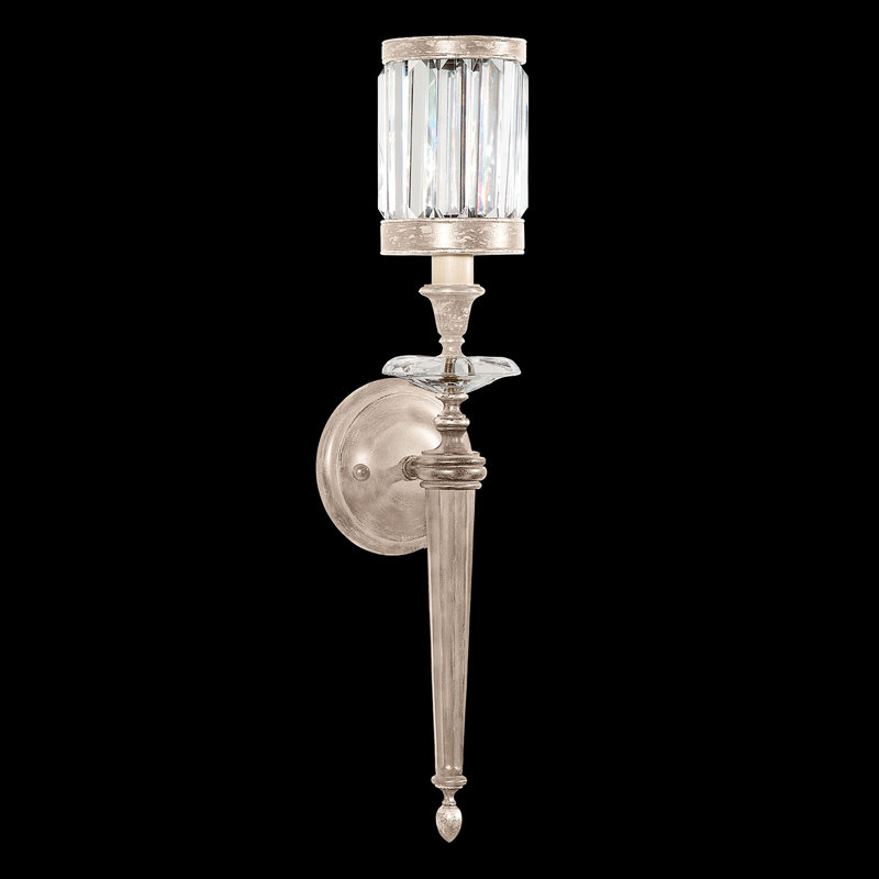 Eaton Silver Leaf Crystal Shade Direct Wired Wall Sconce