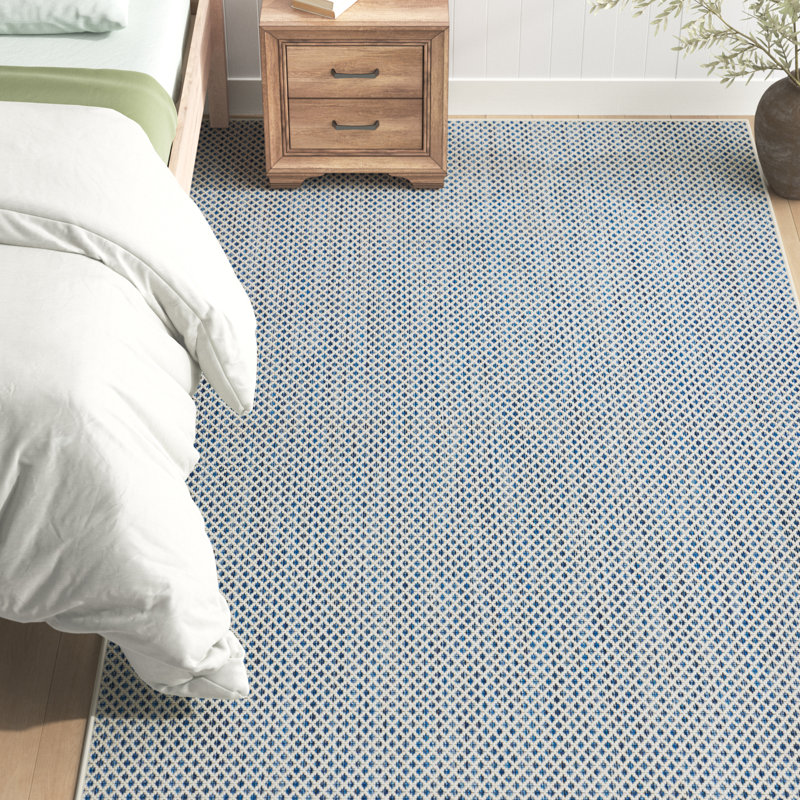 Gabriela Blue/Ivory Indoor/Outdoor Area Rug, Rectangle 9' x 12'
