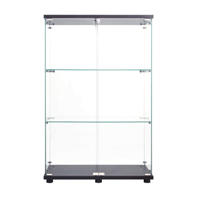 Two Door Glass Cabinet Glass Display Cabinet With 3 Shelves by Wrought Studio