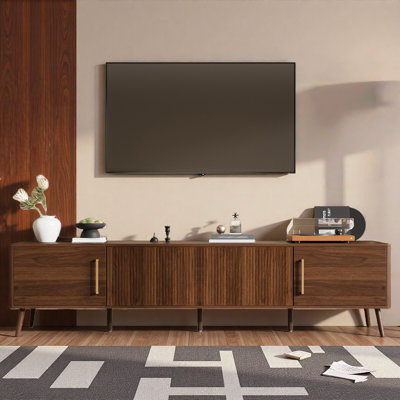 Modern Tv Stand With Fluted Door & Cable Management, Soft-closing Hinges And Round Edges
