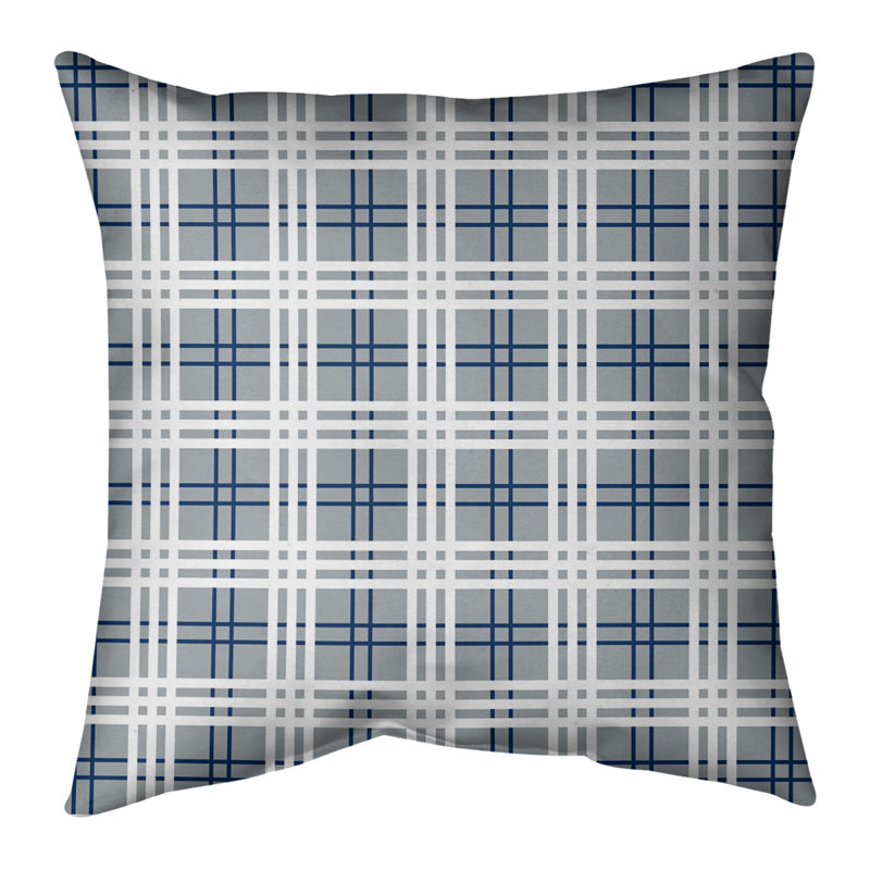 Coussin décoratif d'extérieur écossais bleu marine et doré avec insert Indianapolis - Résistant aux intempéries