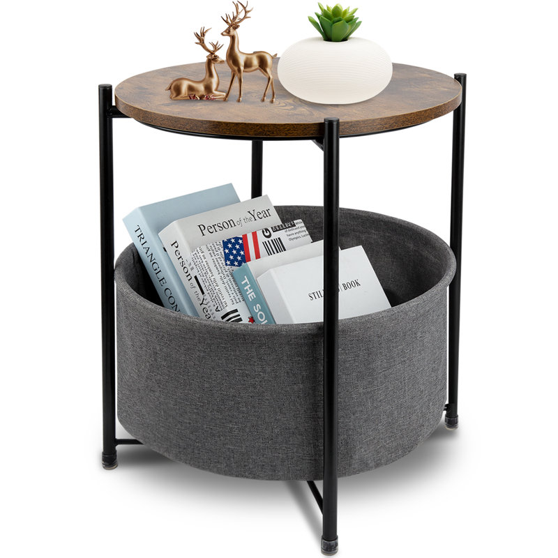 Serik Iron Tray Top End Table, Brown Rustic