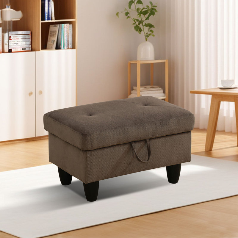 Rehmaan Upholstered Storage Bench, Brown Corduroy