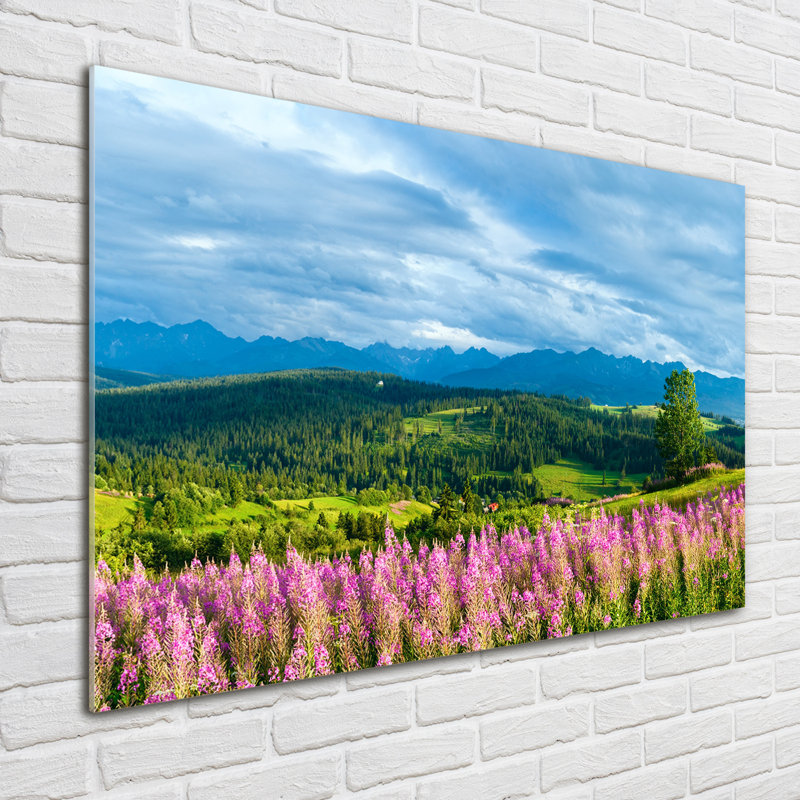 Lavender in the mountains 1 Piece Wall Art on Glass
