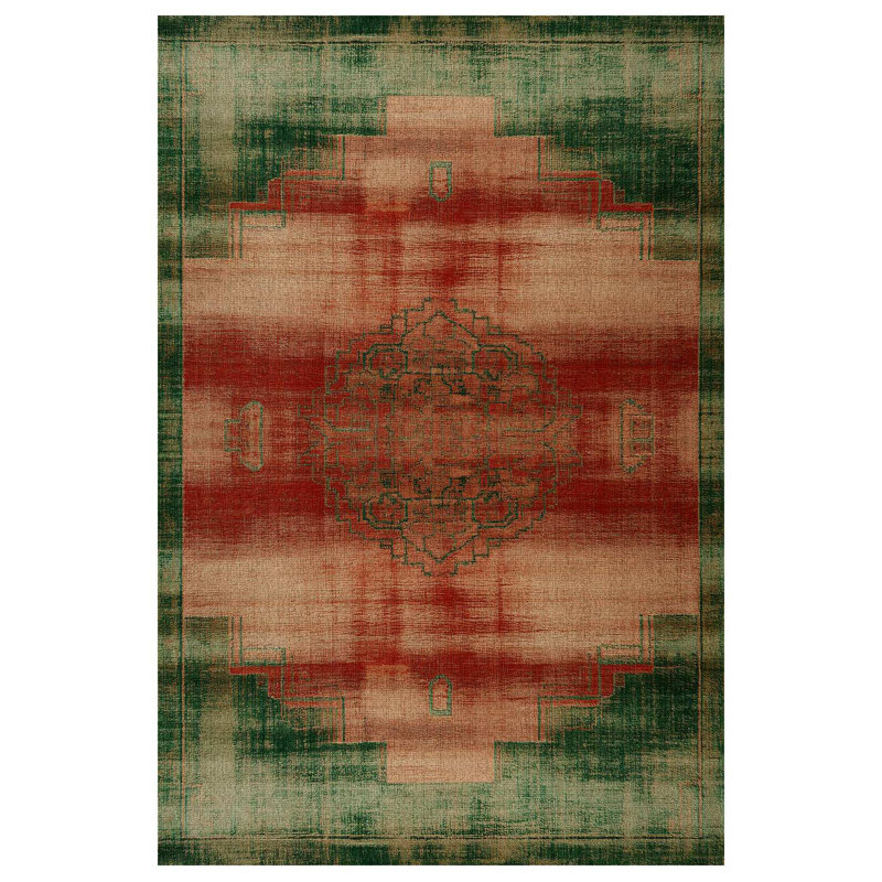 Anatolia Collection Digital Print Cotton-Polyester Green  Oriental Rug, Runner 6'7" x 14'10"