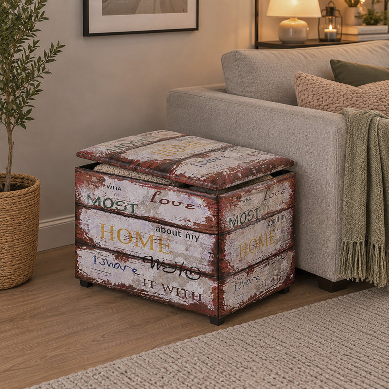 Devorah 65cm W Faux Leather Rectangle Ottoman with Storage