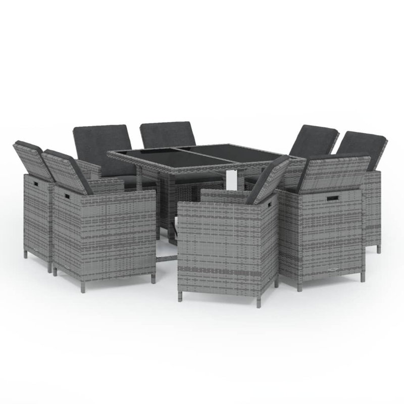 Possenriede Rectangle 25 - Piece 8 - Person 109Cm L Outdoor Table Set, Grey
