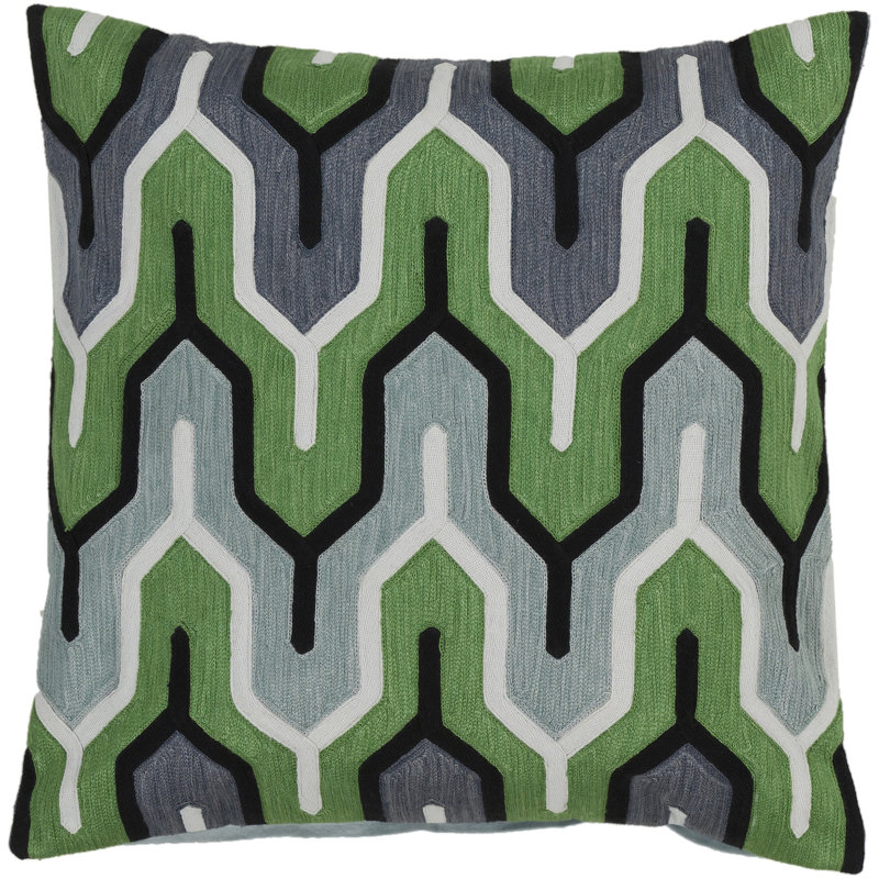 Luesing Geometric Square Throw Cushion, Pillow Cover Only - No Insert, Grass Green/Sea Foam, Large