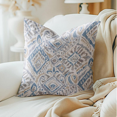 Teal Navy Blue Paisley Azteca Pillow Cover