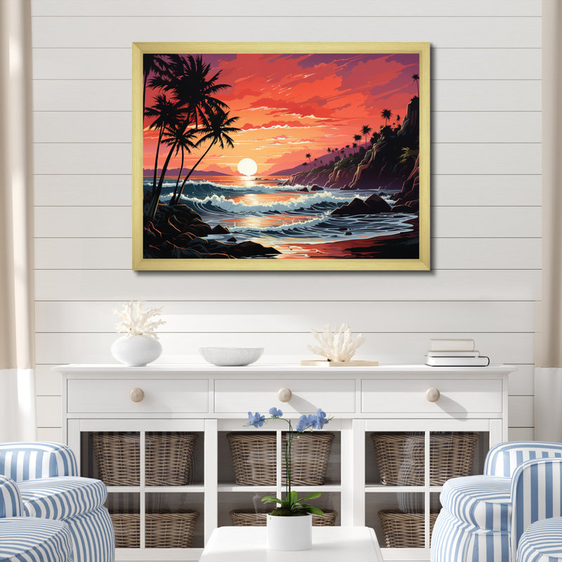 «Allivia Beach Tropical Vibes XV», reproduction sur toile, H 34 po x l 44 po x P 1,5 po, Cadre doré à une seule photo