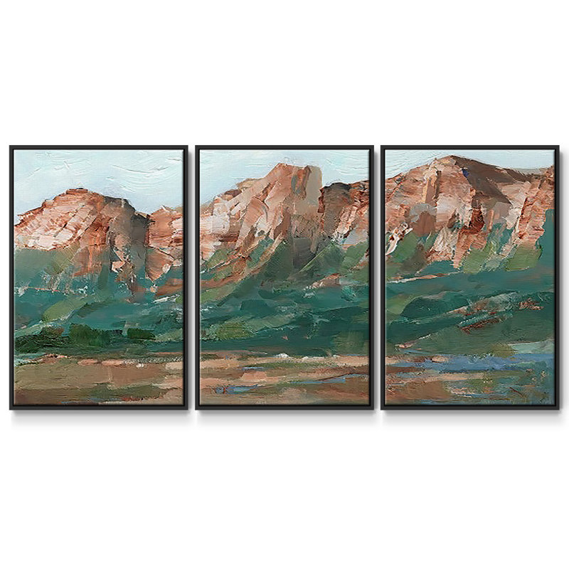 «Heading West I», reproduction sur toile 3 pièces, H 40 po x l 78 po x P 2 po, Noir