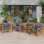 Outdoor Acacia Wood Club Wooden Armchair With Cushions (Set Of 4), Conversation Set,Suitable For Outdoor Gatherings,Teak Finish