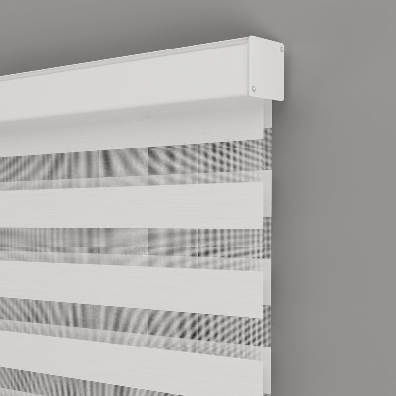 Store à enroulement double couche Zebra Blinds, Blanc, L 53 po x L 72 po