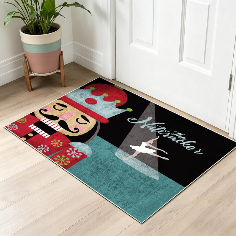 Tapis d'intérieur transparent lavable à la machine, motif soldat de bois de Noël., Rectangle 32 po x 47 po