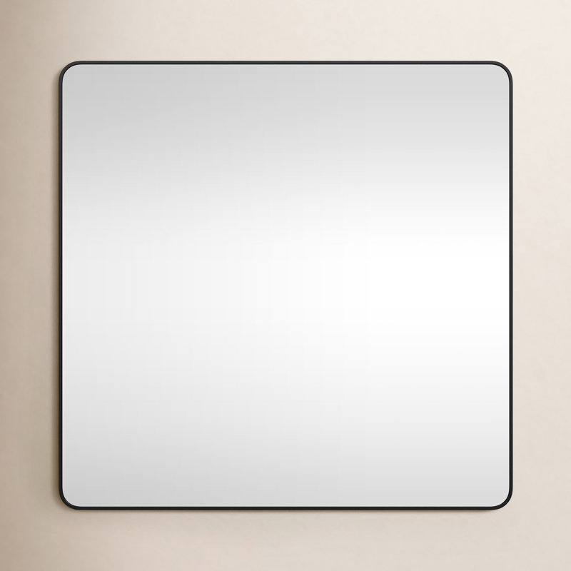 Metal Square Wall Mirror, 48"  x 48" , Black