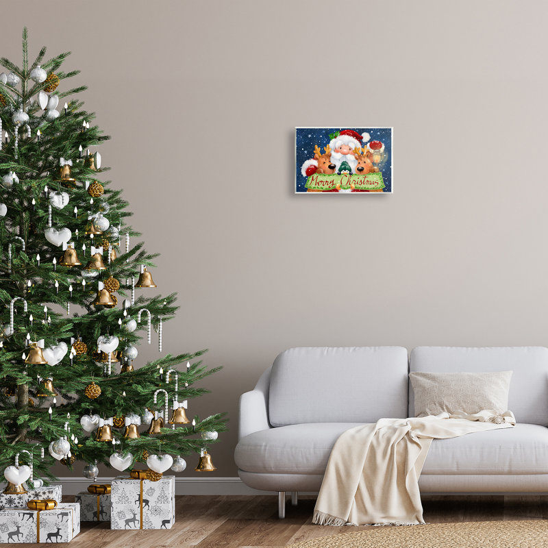 Père Noël avec lanterne, toile de Noël par Jean-François, H 10 po x l 15 po