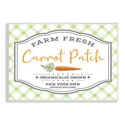 «Farm Fresh Carrot Patch Country Sign Green Plaid», art textuel