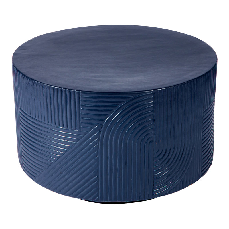 Provenance Signature Outdoor Round Side Table, Gloss Indigo