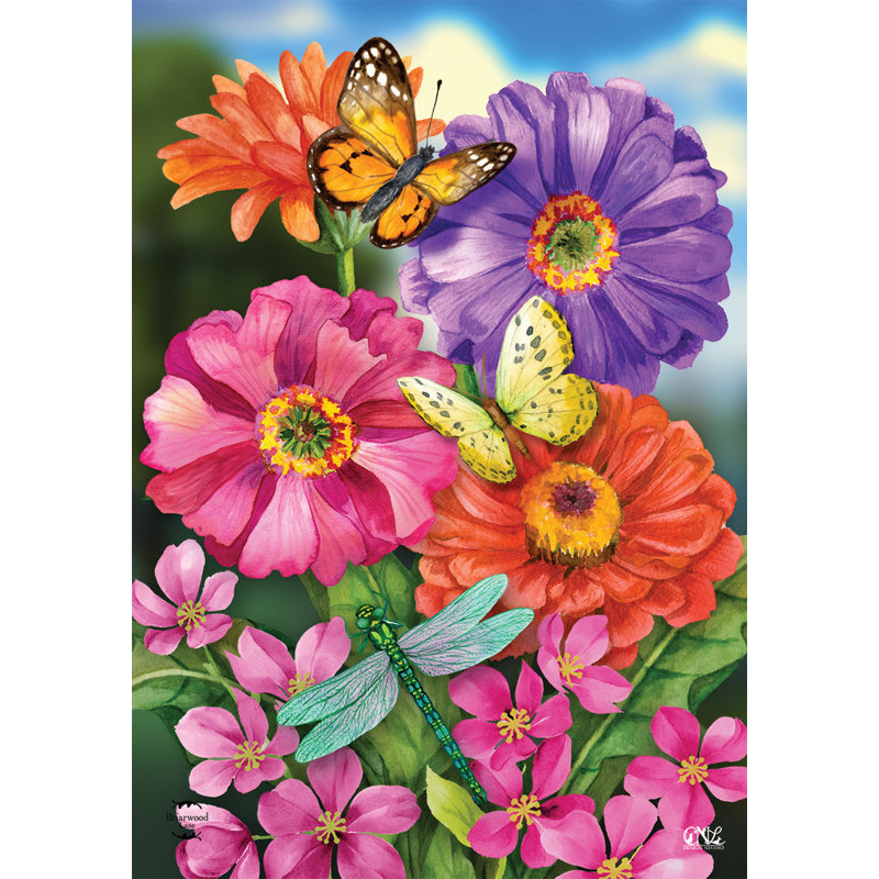 Drapeau de Zinnias In Bloom Spring House