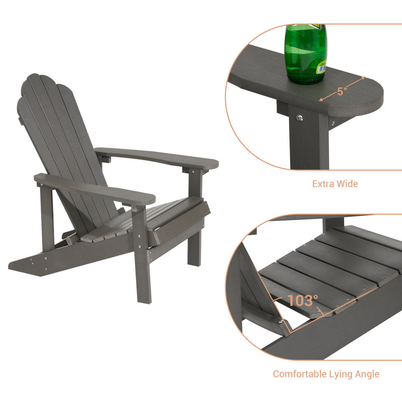 Chaise Adirondack en plastique Inniss, Gris charbon