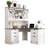 Farmhouse L Shaped Desk With Hutch, 57" Executive Desk With Drawers, Home Office Desk With Sliding Doors And File Cabinet, Wood Corner Desk With Charging Station For Home Office, Study, White