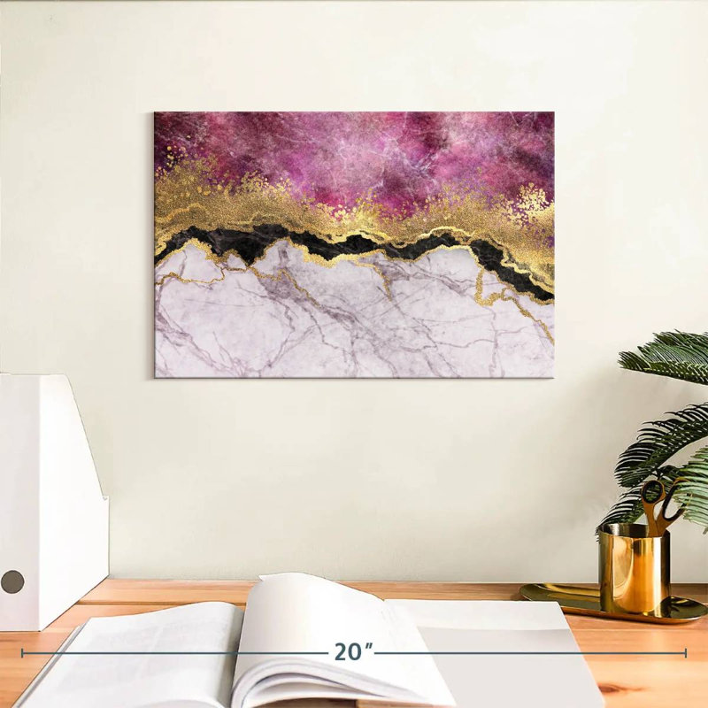 Avery rose et or abstrait, H 8 po x l 12 po