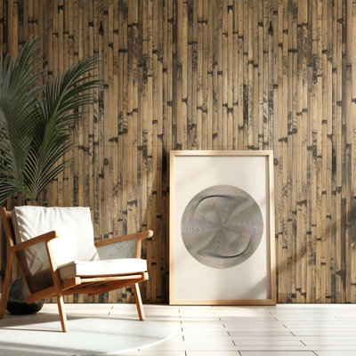 Art3d 48'' x 96'' Natural Bamboo Wall Panel for Interior Wall Décor for Living Room, Bedroom
