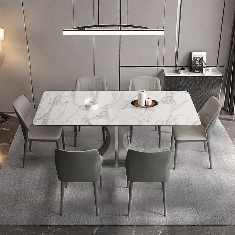 Modern Stylish Dining Table and Chair, 29.5" H x 70.8" L x 35.4" W