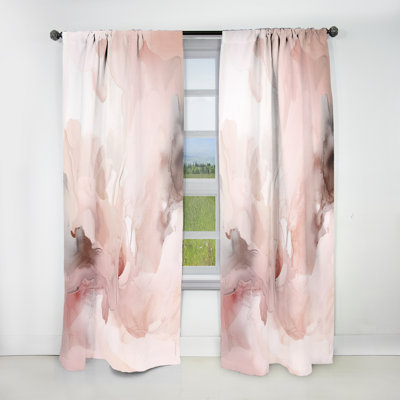 Rideau en velours rose délicat abstrait Marble III - 1 panneau