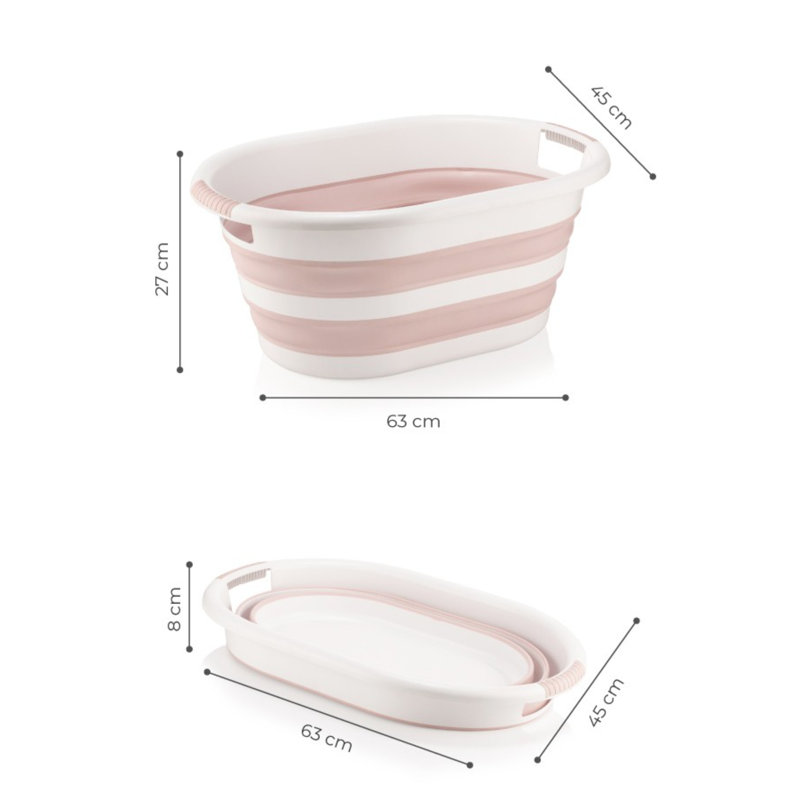 Durable Foldable Laundry Basket, Pink, 21.2 x 15.2 x 9.3 inches | 100% Plastic, Space-Saving Design | Easy to Store with 2.8-inch Folded Height | Perfect for Home Organization & Laundry Needs