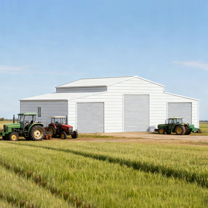 Remise de rangement pour garage en métal robuste de 42 pi x 30 pi - Structure en acier résistante aux intempéries pour une utilisation à la maison et à la ferme - Le client doit avoir des capacités de déchargement, comme un chariot élévateur ou une grue