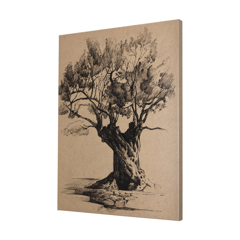 Tree Drawing I a Hand Embelished Textured Canvas, 60" H x 45" W x 1.5" D