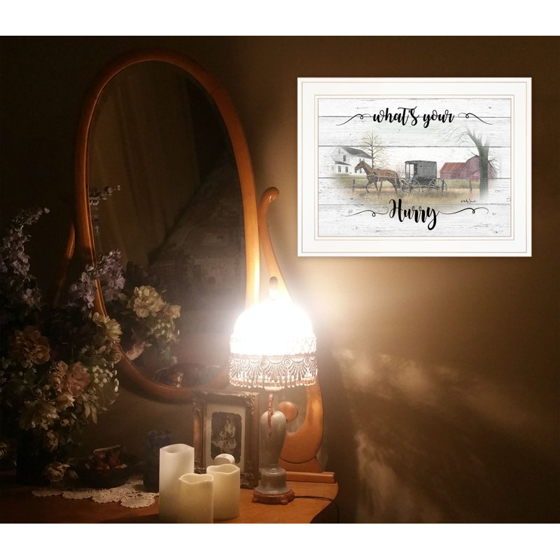 «What Your Hurry», art mural encadré pour le salon et la maison par Billy Jacobs, Cadre blanc