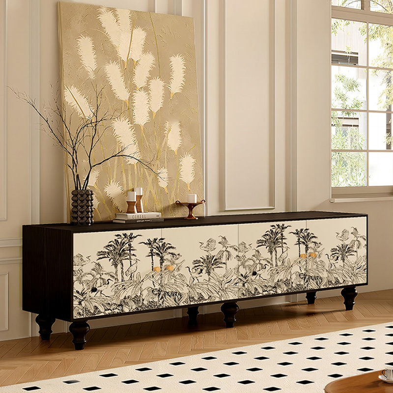 Meuble télé moderne en bois massif, H 21,65 po x L 15,75 po x l 70,87 po