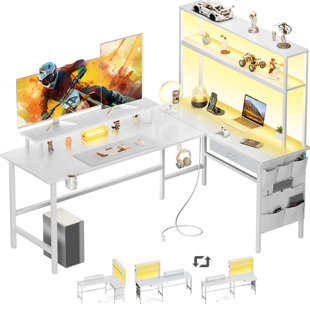 Bureau en forme de L avec lumière DEL et prise de courant HLDI oui