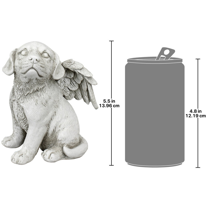 Medium Gray Resin Memorial Dog Statue with Angel Wings