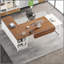 Bureau de direction en L de 70,8 pouces avec classeur de 55 pouces, grand bureau d'ordinateur avec rangement et tablettes, solution de bureau à domicile moderne, noyer et blanc-129599700