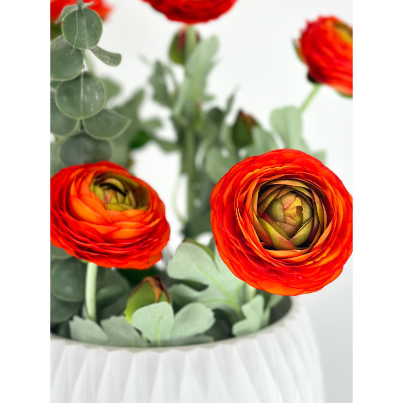 1 fleur artificielle de haute qualité Ranunculus, Orange