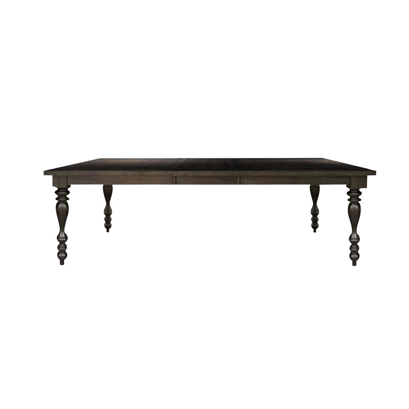 Transitional Grayish Brown Extendable Dining Table with Draw Leaf - Birch Veneer & Engineered Wood Construction