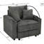 Chaise avec coussin de 8 po pour se prélasser - Velours côtelé gris, accoudoirs, salon avec rangement et accoudoirs épais-536224949
